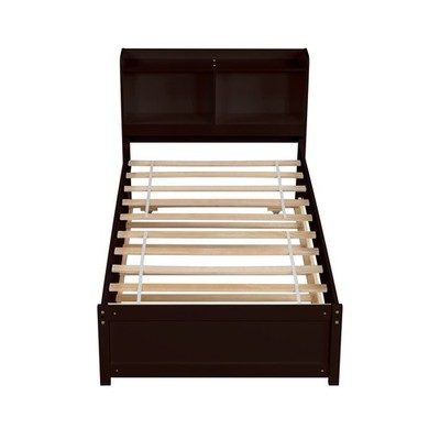 Twin Bed with Trundle Bookcase Espresso