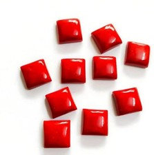AAA Synthetic Red Coral Cabochon Square Shape Loose Gemstone