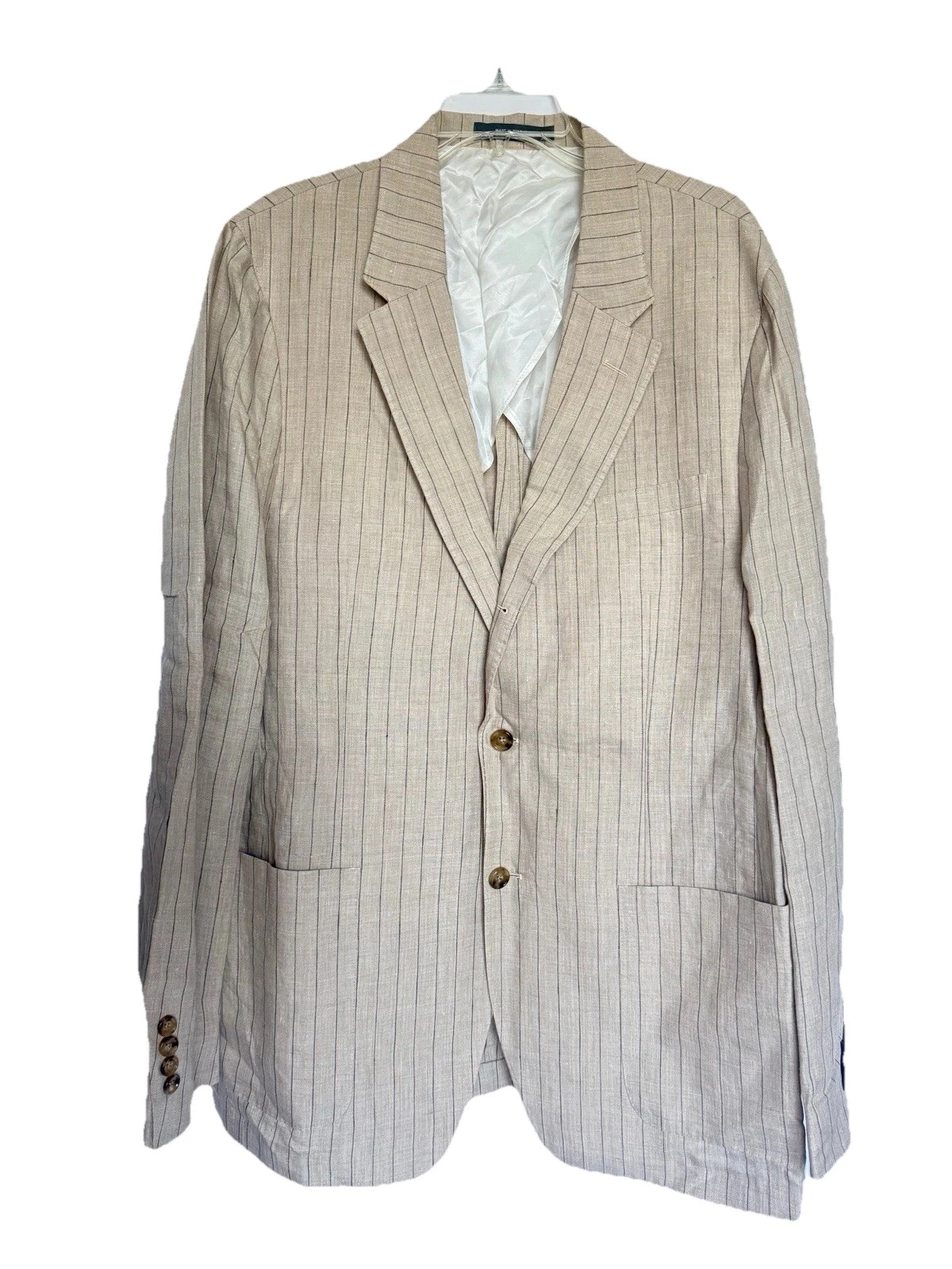 Todd Snyder Striped Linen Madison Suit Jacket Ecru Size 44R NWT 100% Linen