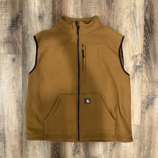 Carhartt Men's Brown Full-Zip Vest Size L Stand-Up Collar Pockets Regular Fit