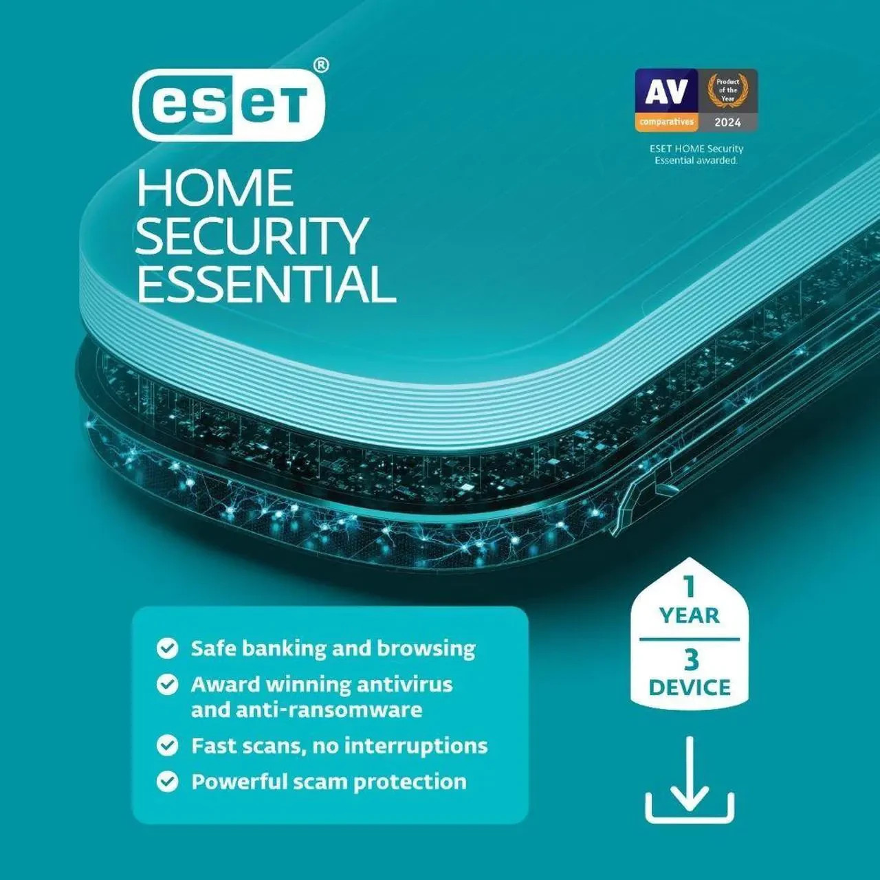 Eset Home Security Essential - 3 Devices / 1 Year. For Usa Only. Fast Delivery