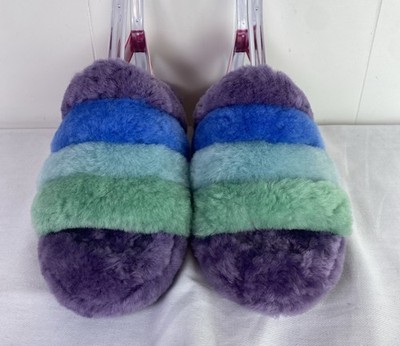 UGG Purple/Blue/Green Fluff Yeah Slide Women US 8