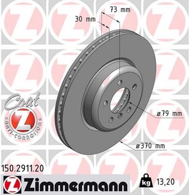 2x ZIMMERMANN Bremsscheibe COAT Z 150.2911.20 für BMW F32 F30 F36 F31 F80 3er