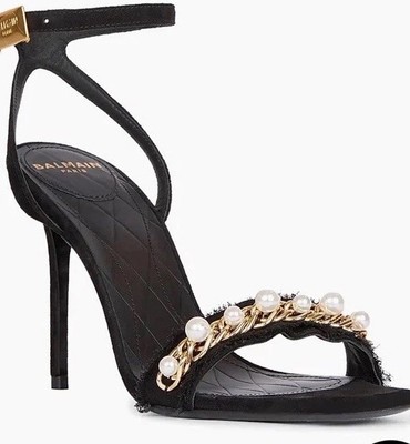 Balmain 95MM Embellished Suede Sandals