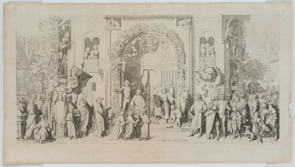 ERNST (*1830) nach SCHWIND (*1804), Die Einweihung des Münsters zu Freiburg, Sst - Bild 2 von 4