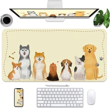 BLESWIN Cut Desk Mat 31.5" X 15.7", Waterproof Leather Desk Mat, Computer Mat fo