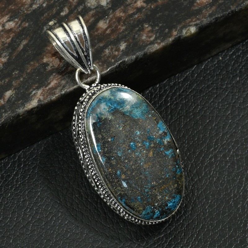 Azurite Gemstone Ethnic Handmade Antique Design Pendant Jewelry 2.2" AP-29289