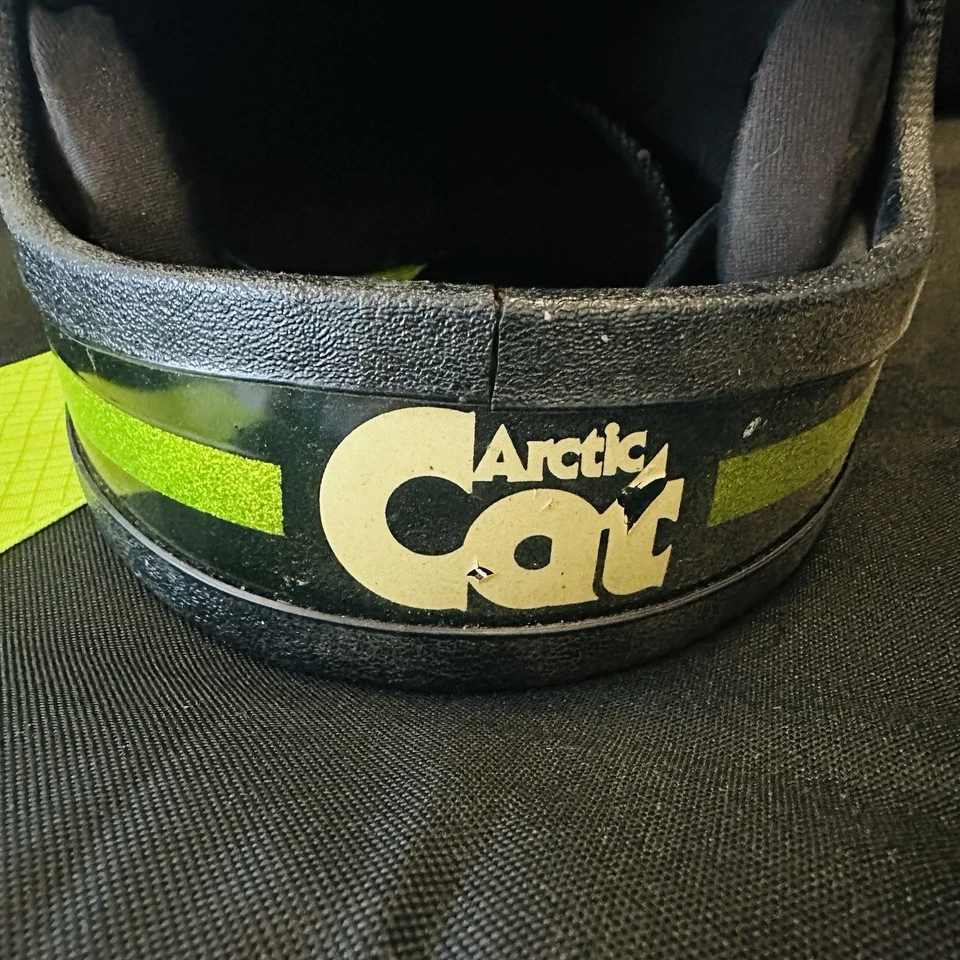 Capacete de rosto inteiro vintage gato ártico listras verdes cintilantes anos 70 modelo escasso!! - Imagem 2 de 4