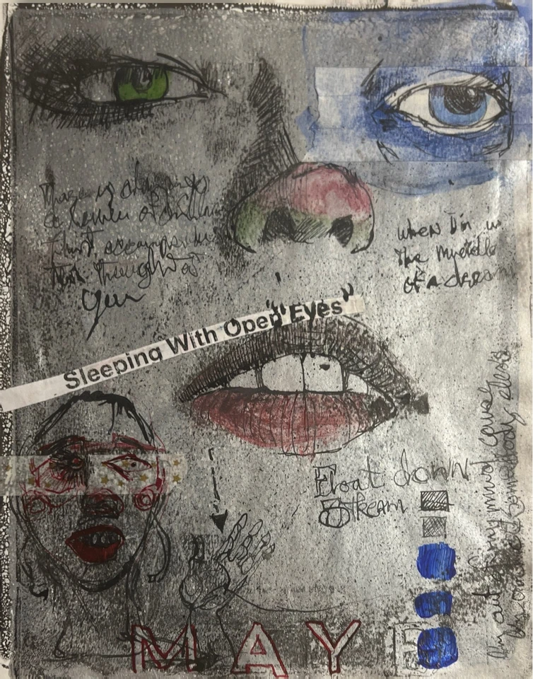 Arte Faris: Dormindo/Olhos Abertos: Papel Placa Gelli 10x14 Exclusivo Neo-Expressionismo - Imagem 2 de 4