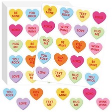 500Pcs Valentine's Day Conversation Heart Stickers Colorful Love Candy Heart Sh