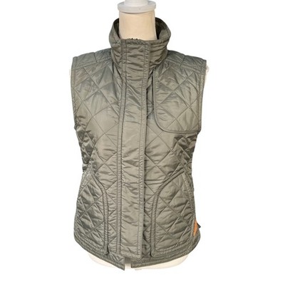 Coach Quilted Nylon Leather Trim Vest Khaki Green Size XS