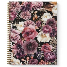 Moody Floral Spiral Notebook / 8.5" x 11" Journal / 120 College Ruled Pages/D...
