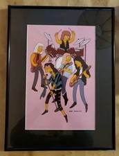 Aerosmith as The  Simpsons Lithograph by Matt Groening, framed under Glass