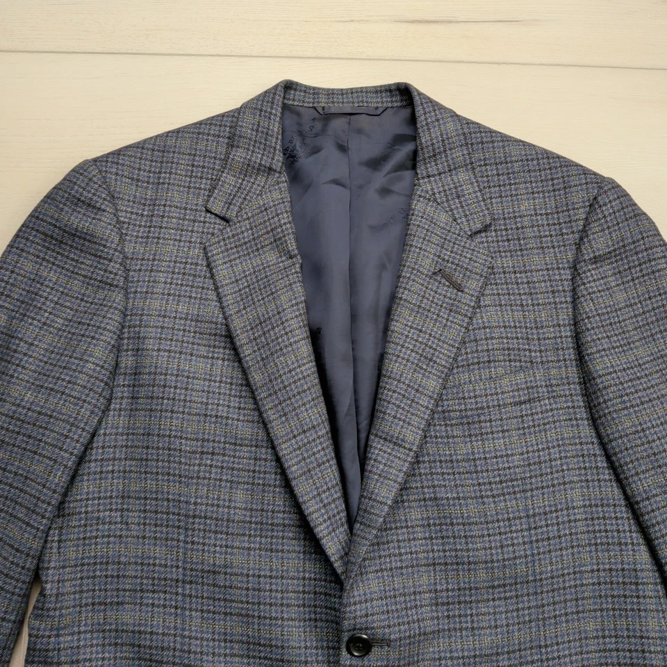 Oxxford Clothes Carroll & Co Blazer Mens 42R Wool Camel Silk Windowpane Coat - Image 2 of 4