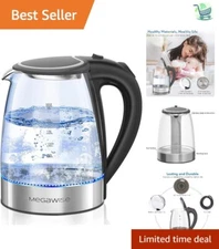 Fast-Boiling 1.8L Glass Electric Kettle with Boil-Dry Protection & One-Touch Lid