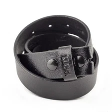 Leather belt strap without buckle, genuine cowboy 1.5" belt with snap buttons