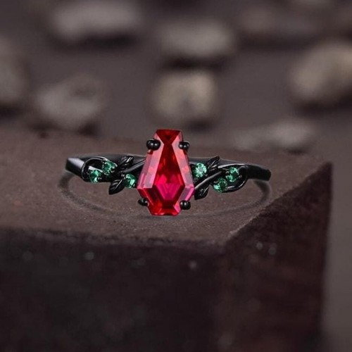 Unique Lab-Created Ruby Ring, 92.5 Solid Sterling Silver Ring, Engagement Ring
