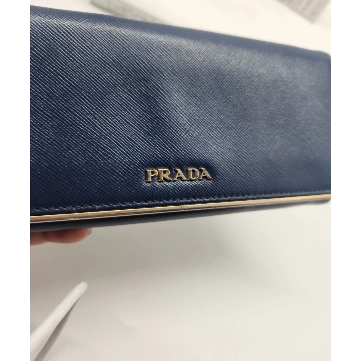 PRADA Saffiano Metal Bluette Wallet 460PRAXFE