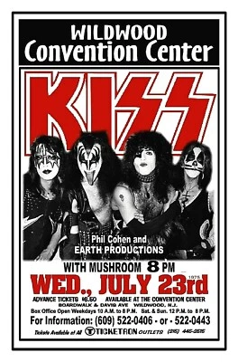 POSTER KISS 1975 Concert Poster WILDWOOD NJ CONVENTION HALL Gig Poster