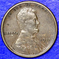1911 -S  Lincoln Wheat Cent Penny 1c  - XF Extra Fine condition ( AP 44080 )