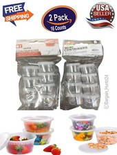 16ct. Round Containers with Lids, Mini Storage Reusable 3X3.8cm/0.3oz Pk of 2 