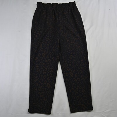 NEW Ann Taylor Small Blue Brown Print Pull On High Waist Slim Womens Dress Pants
