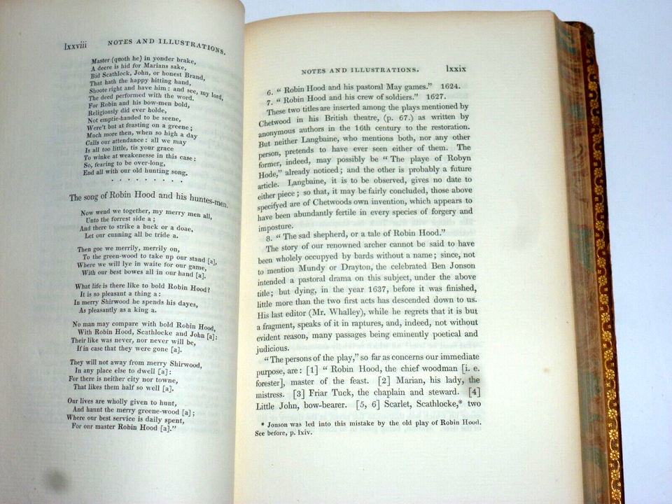Joseph Ritson Robin Hood Collection of All the Ancient Poems Songs 1832 ...