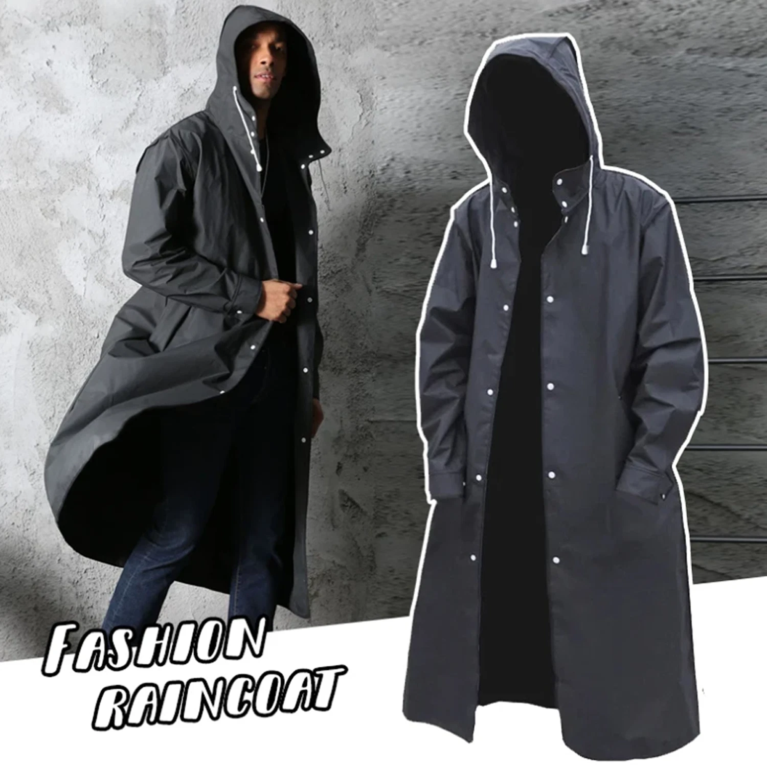 Unisex Adult Waterproof Raincoat Rain Coat Hooded Jacket Poncho Rainwear Camping