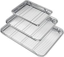Baking Sheet with Rack Set 3 Pans  3 Racks ,Stainless Steel Baking Pan