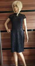 DOROTHY PERKINS STUNNING BLACK SPARKLE SHORT SLEEVE LACE DRESS SIZE 10