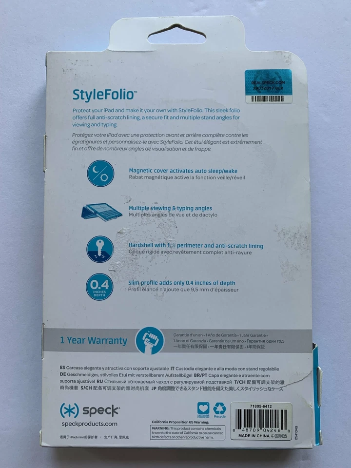 Speck Stylefolio Tablet Purple Case iPad Mini 4 Drop Tested Multiple Viewing Typ - Image 3 of 4