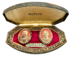 Beautiful Antique Gold Filled Cameo Mourning Jewelery Brooch Set