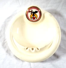 Shiners White Ceramic Ash Tray 8.5" Diameter Scimitar Pirate Star Crescent Mason