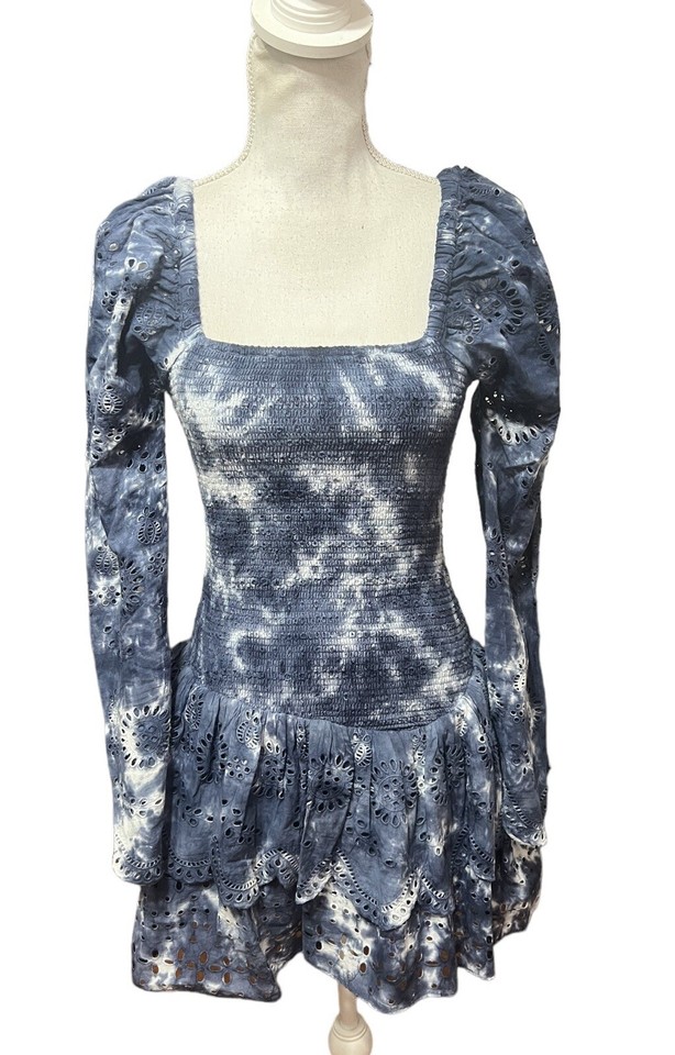 LoveShackFanvy Cedria Dress in Midnight Hand Dye Size S Tie Dye Smocked ...