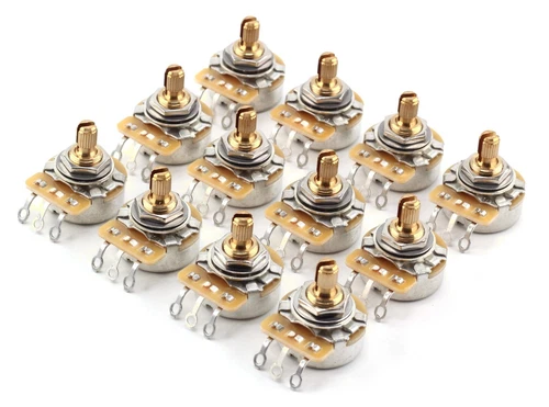 12x TAOT Custom CTS 250K Pot 1/4” Short Split Shaft Aud. Taper Vintage Dish Back