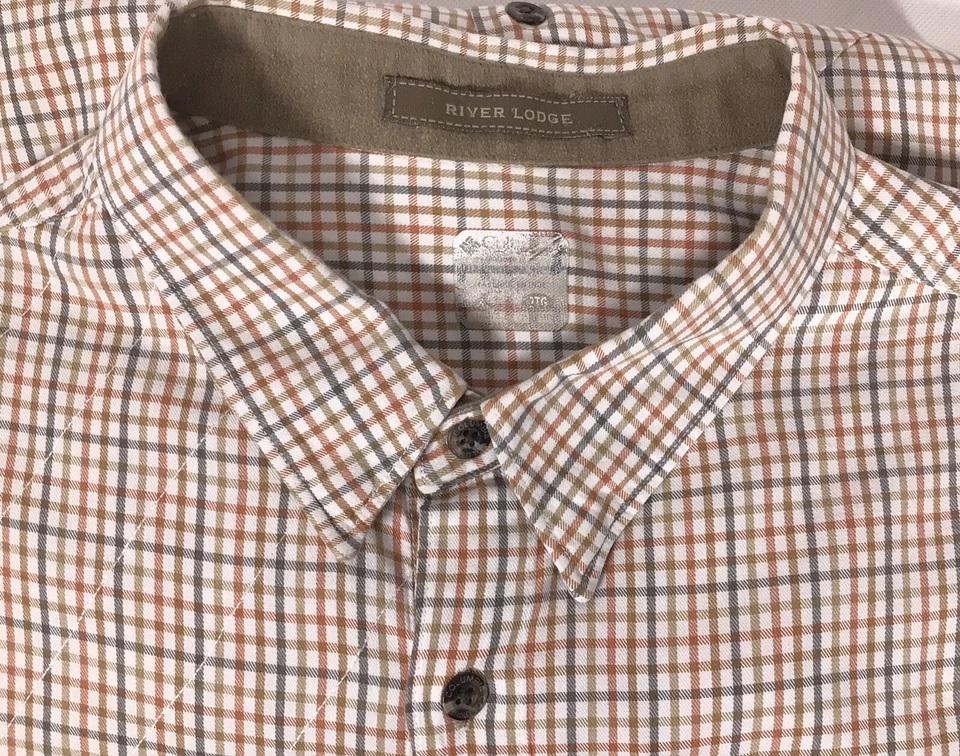 Camisa Columbia Para Hombres 2XL River Lodge Algodón Cuadros Manga Larga Oculta Con Botones Foto 2 de 4