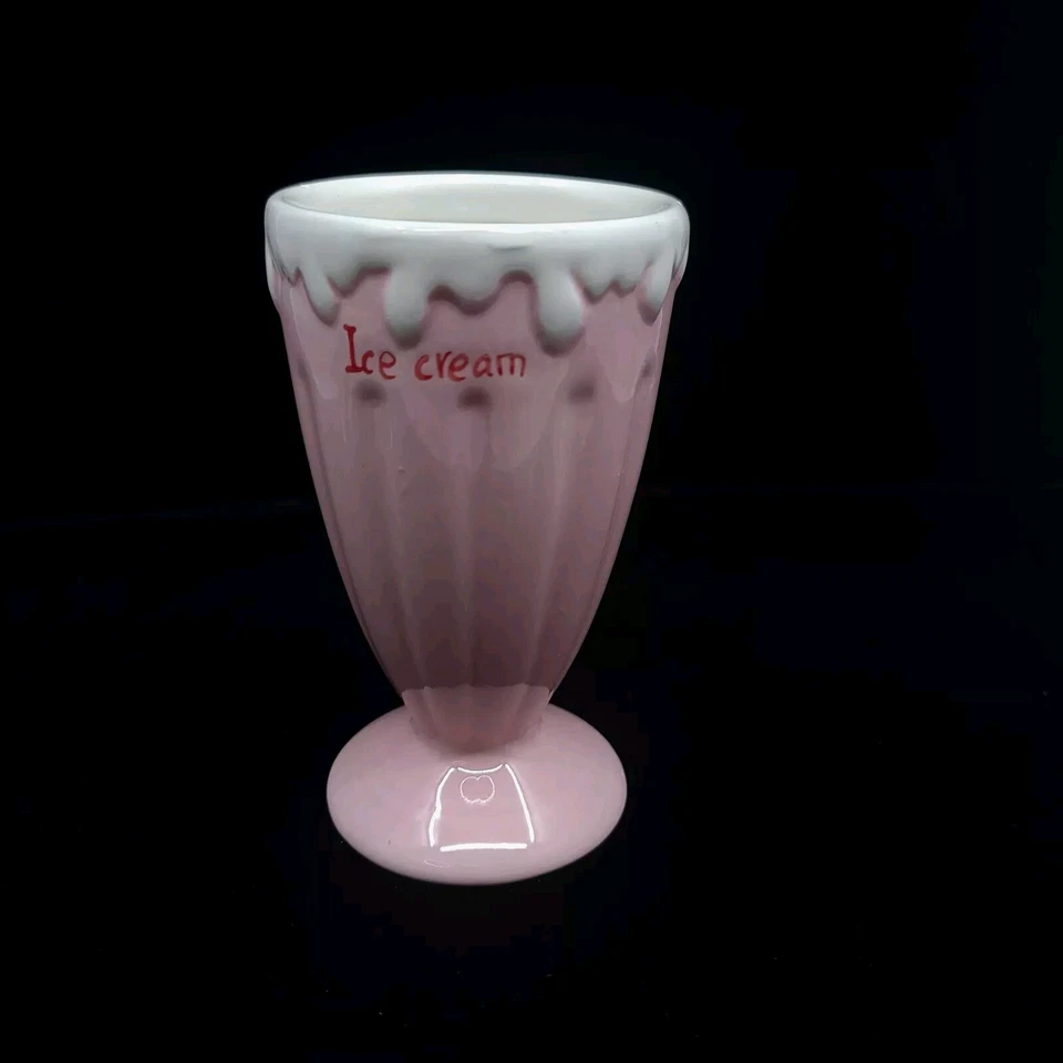 6 Inch Tall Beautiful Pink And White Ice Cream Cup #TA2 - Image 2 of 4