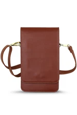 Gear Beast RFID Crossbody Phone Holder with Detachable Strap Cognac