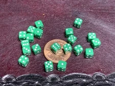 Twenty 5MM Opaque Green with White Color D6 Dice RPG Tabletop Square Corner