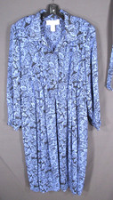 VTG NWT DIANE ROBERTS Blouson Dress BLACK/BLUE Chiffon Floral PLEATED sz 22.5 2X