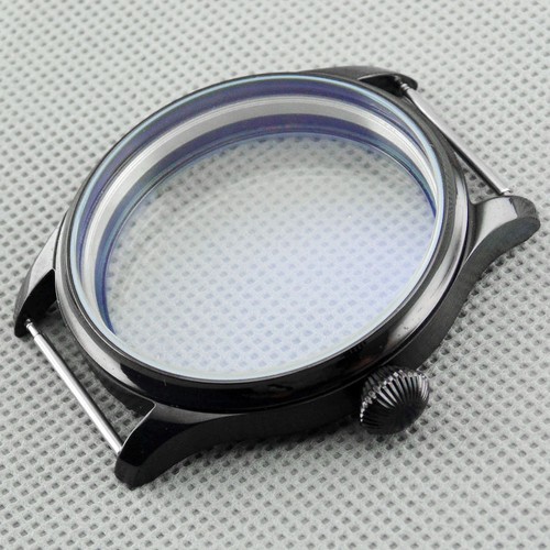 Black Stainless Steel Watch Case 44mm Fit ETA 6497 6498 Seagull ST3600 Movement - Picture 4 of 7