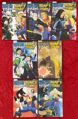 Biden's Titans Vs Trump's Titans #1 7 cover set, Keenspot, 2024; Donald J Trump