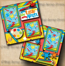 LITTLE ARTIST 2 premade scrapbook pages paper piecing  BOY GIRL DIGISCRAP #A0024