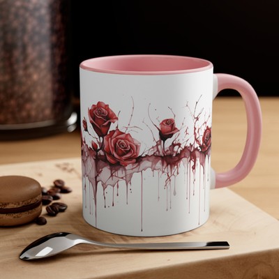 Roses Boho Pressed Flower Coffee Mugs Accent Coffee Mug, 11oz