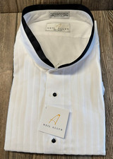 Brand New Mens Neil Allyn Premium White Button Front Tux Like Shirt 3XL 36-37