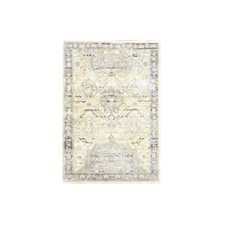 2'1" x 3' Eggshell White Hand Knotted Pure Silk and Wool Oushak Mat Rug R75484
