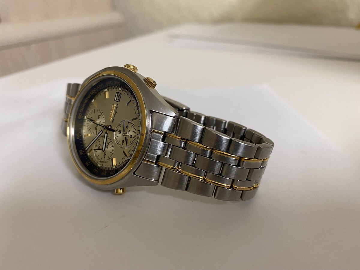 VINTAGE SEIKO CHRONOGRAPH 7T32-7D88 JAPAN Two-tone watch