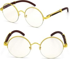 Gafas Lentes Oculos Rimless Wood Migos Round NEW Clear Lens Glasses Street Style