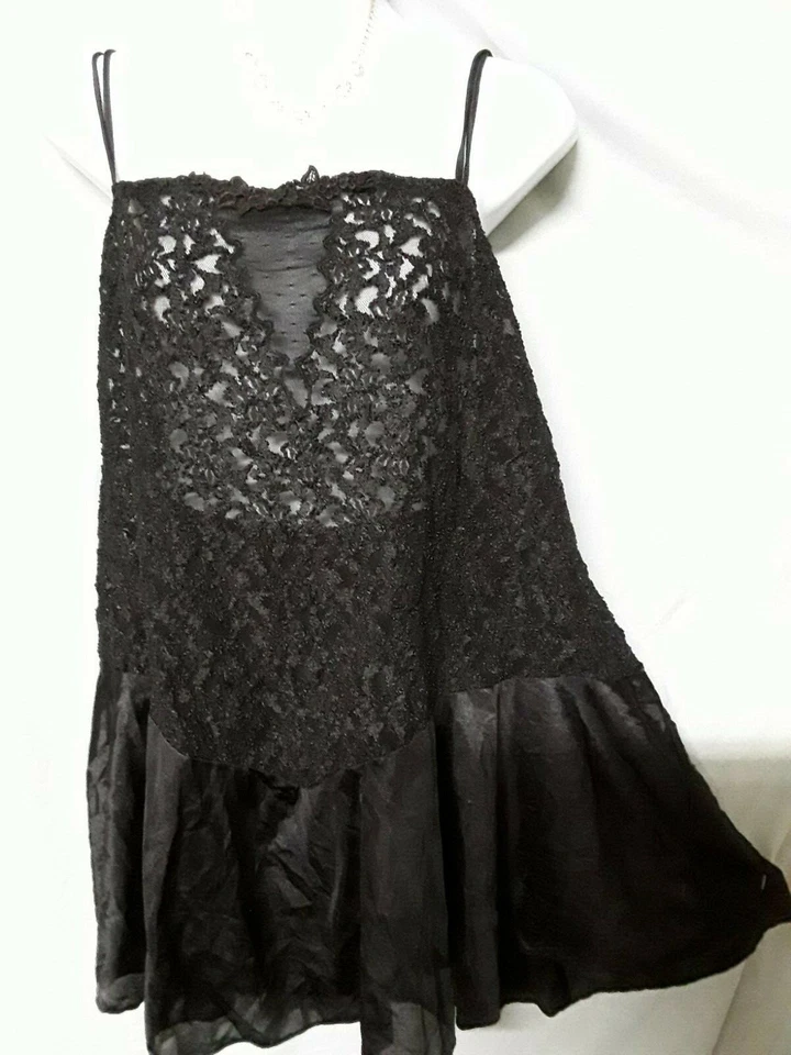 Camisón Woman Within Negro Corto Elastizado Encaje Talla Grande 3X 50" BUSTO Foto 2 de 4