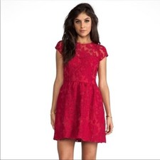 DOLCE VITA Windsor Red Organza Lace Sweetheart Fit Flare Cocktail Dress Small